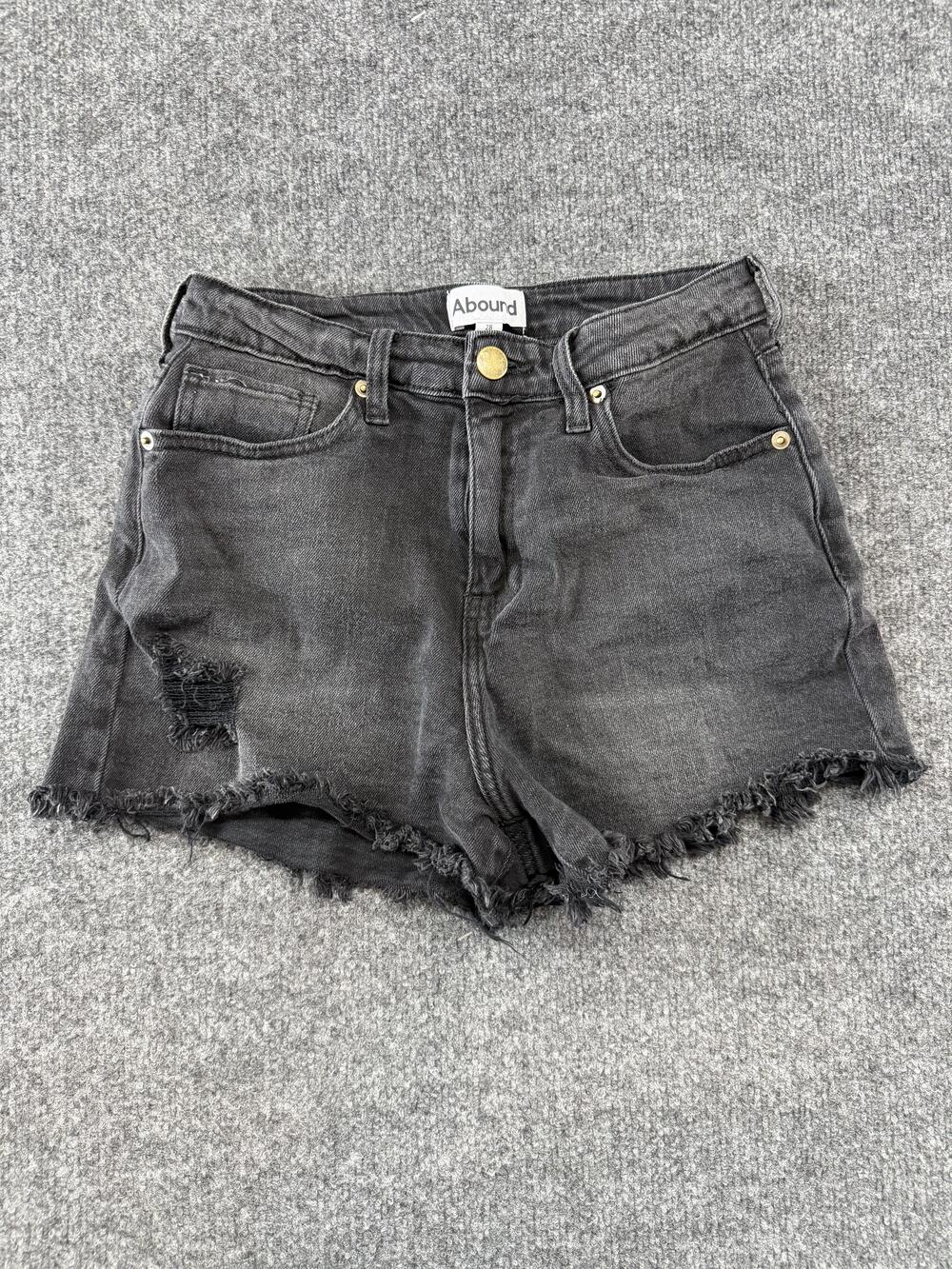 Abound Shorts Womens 28 Gray Denim Cut Off Distressed Frayed Hem 5 Pocket Summer